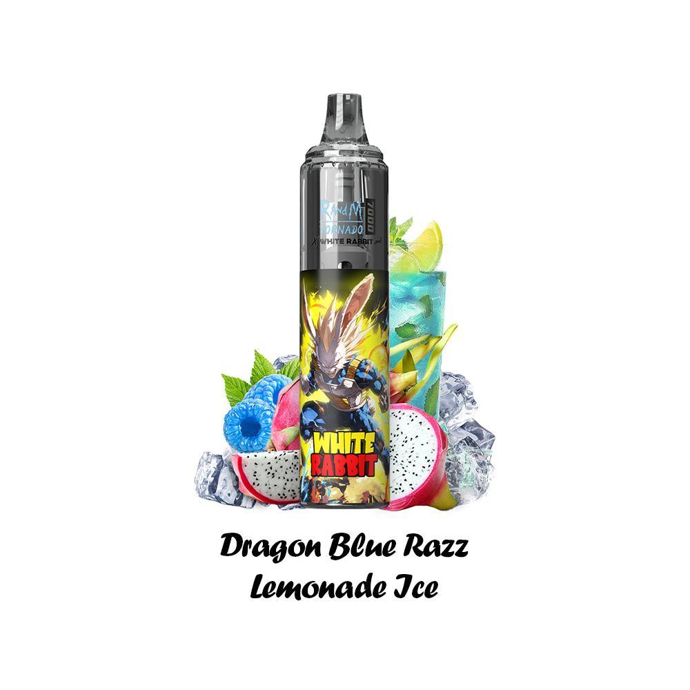 White Rabbit RandM Tornado 7000 puffs rechargeable 2% nicotine saveur Dragon Blue Razz Lemonade Ice